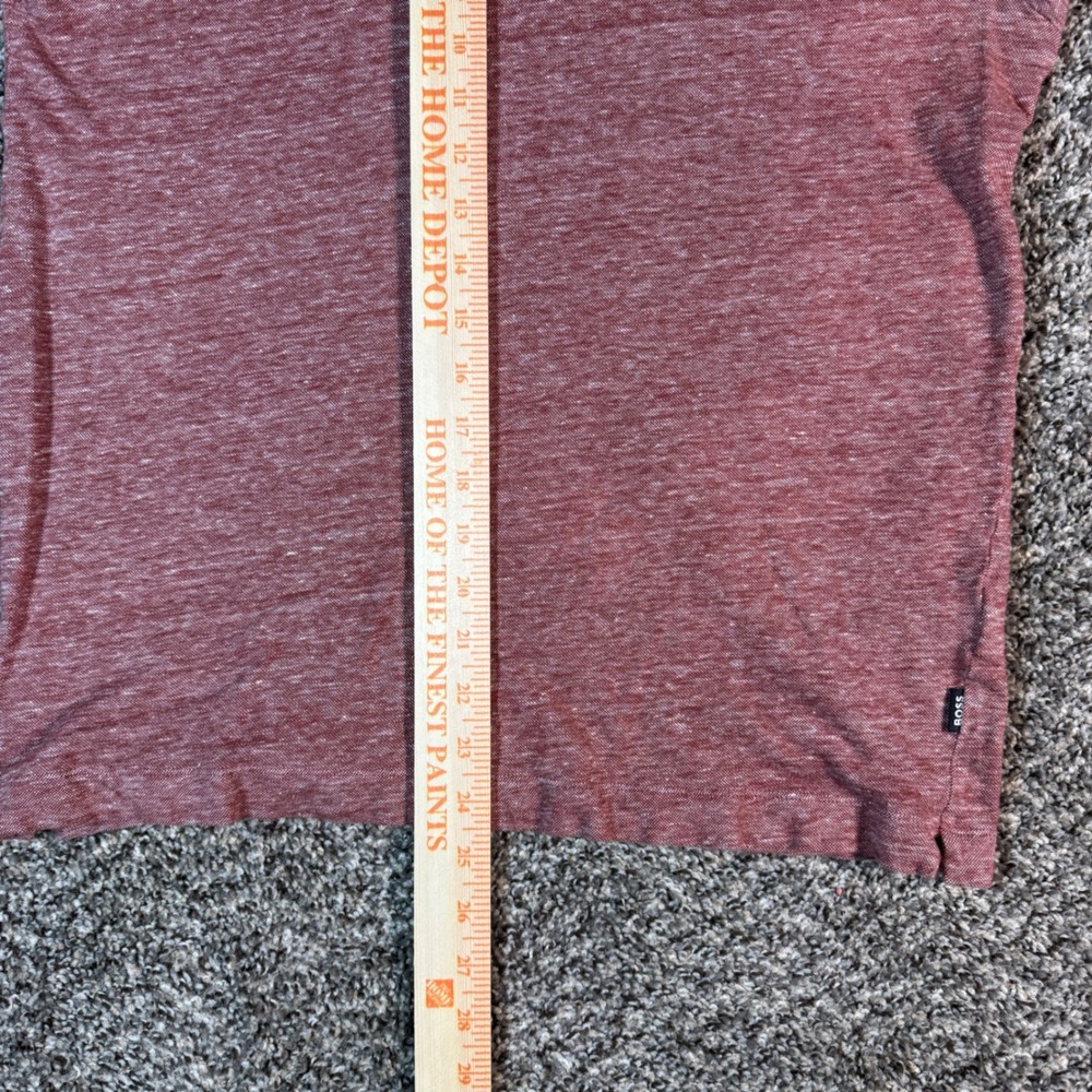 Boss by Hugo Boss Mens M Cotton Linen Blend Polo Shirt Red Heather Short Sleeve - Picture 3 of 7